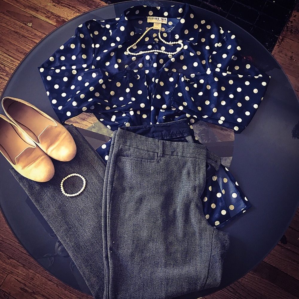🆑 3/$35 || 🎉*Bedford Fair* Polka Dot Blouse